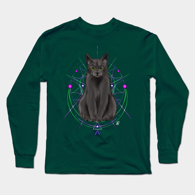 Psychedelic Cat Long Sleeve T-Shirt by UZdesigns